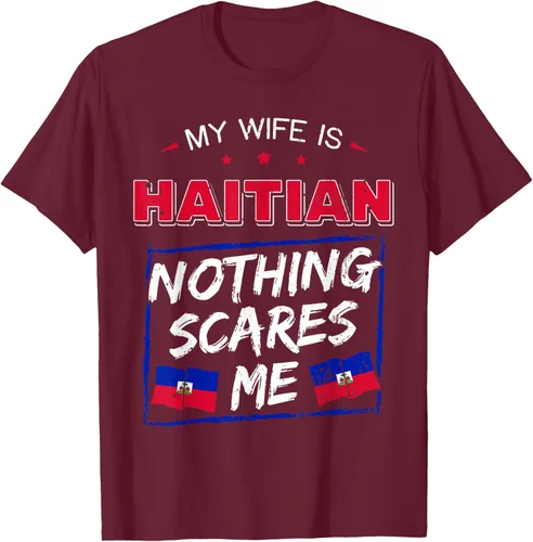 Vista 12 de My Wife Is Haitian Republic of Haiti Heritage Roots - Camiseta con bandera, Negro, S