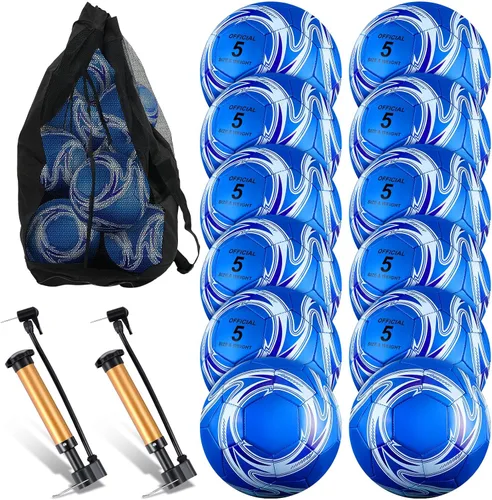 Vista 7 de Realspring 12 Pcs Soccer Balls Bulk, 2026 World Soccer Balls with Pump Needle Storage Bag for Outdoor Youth Training Practice Club Game Outside