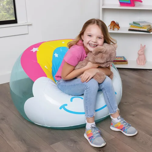 Vista 5 de Rainbow Comfy Chair - Silla inflable, muebles para niños, salas de recreación, dormitorios, fiestas