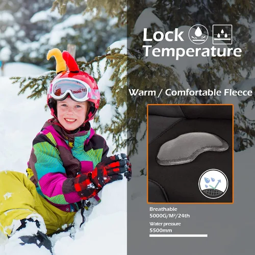 Vista 4 de Yinson Pantalones de nieve para niños, pantalones de esquí y senderismo para niños y niñas, impermeables, resistentes al viento
