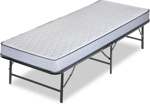 Vista 3 de Base de cama Quickbase de metal de 14 pulgadas con colchón de espuma de alta densidad de 5 pulgadas, tamaño individual, gris