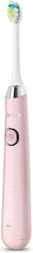 Vista 3 de Practicon SmileGoods Cepillo de dientes sónico con temporizador automático, base de carga y dos cabezales de cepillo (cepillo de diente, rosa)