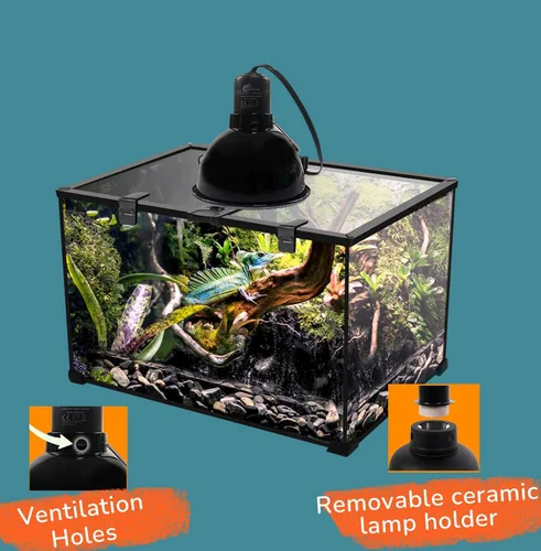 Vista 2 de Lámpara de luz para reptiles, lámpara de calor de cúpula profunda de 5.5 pulgadas máximo de 200 W con reflexión óptica, lámpara UVB para terrarios