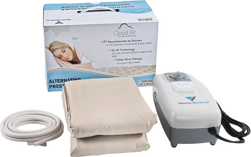 Vista 6 de Vaunn Medical Cloud Air Whisper Quiet - Cubrecolchón silencioso de presión de aire alternante con bomba, tamaño individual, 36" x 78" x 3