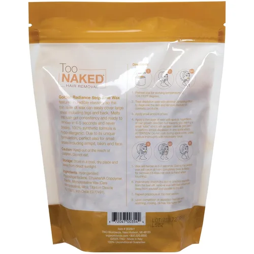 Vista 2 de Too Naked Hair Removal Golden Radiance - Cera sin tiras, increíble elasticidad con consistencia de gel, hipoalergénica para áreas sensibles, sin