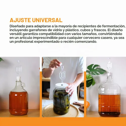 Vista 6 de Jarra de vidrio de 1 galón con cierre de aire, tapa de Polyseal negro y moño de goma #6.5 Clear Fermentation Jug for beer, wine, cider, mead and