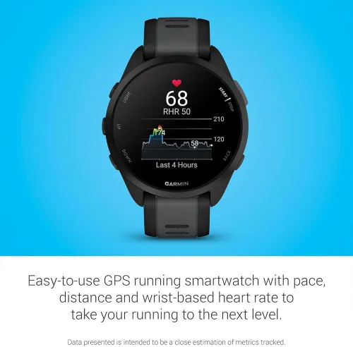 Vista 5 de Garmin 010-02863-20 Forerunner 165 Reloj Deportivo Inteligente, Negro + Gris Pizarra Modelo de Socio Oficial de EE.UU. Paquete con Protector