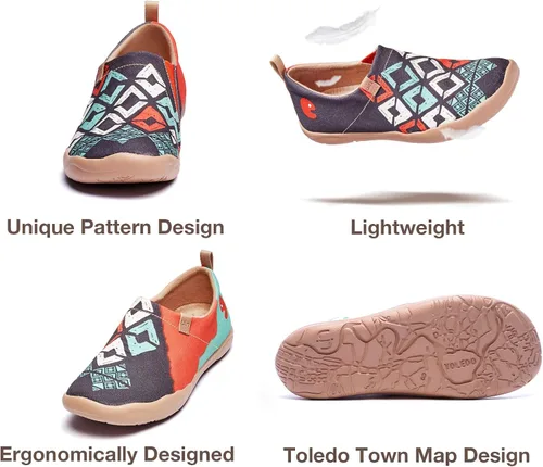 Vista 6 de UIN Mocasines casuales para mujer, de viaje, pintados, para caminar, ligeros, cómodos, de lona, tenis de moda