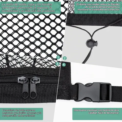 Vista 5 de Red de carga de techo para automóvil, 31 x 21 pulgadas, ajustable de malla de doble capa, organizador de techo para SUV, accesorios Van Life