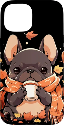 Vista 6 de French Bulldog Fall Autumn Pumpkin Spice Latte Frenchie Dog Case for iPhone 17
