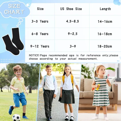 Vista 33 de Eyean Calcetines deportivos para niños y niñas, de algodón, uniformes escolares, casuales, básicos, 6 pares