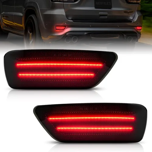 Vista 10 de Luces Reflectantes LED para Parachoques Trasero Compatibles con Luz Antiniebla para Jeep Compass 2011-2017, Conjunto de Luces para Grand Cherokee