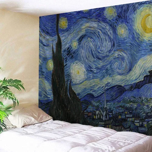 Vista 3 de WIHVE - Tapiz para colgar en la pared, de diseño floral bohemio, hippie, psicodélico, étnico, decorativo, de tela para dormitorio, decoración