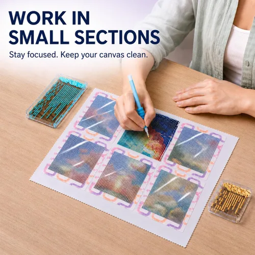Vista 3 de 30 PCS Reusable Diamond Painting Release Paper Premium Frame Film Paper Watercolor Dots - Pink & Sky Blue