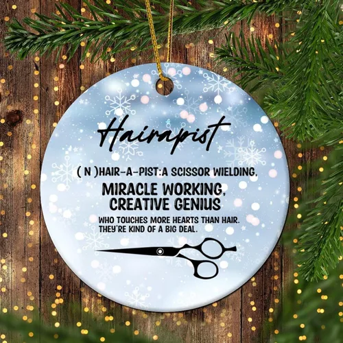 Vista 12 de Hairapist - Adornos de Navidad 2023 Definición de hairapista, decoraciones navideñas para árbol Descripción de la palabra Adornos únicos colgantes