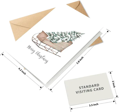 Vista 3 de easykart labels Surtido de 24 tarjetas de Navidad con sobres y calcomanías de sellado, 6 diseños de temática bohemia navideña, 5.75 x 4.25 pulgadas