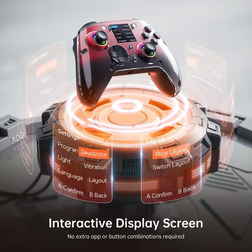 Vista 3 de GUSGU G7 Wireless Gaming Controller with Interactive Screen, 1000Hz Polling Rate, Hall Joysticks & Triggers, 4 Programmable Buttons, Compatible with