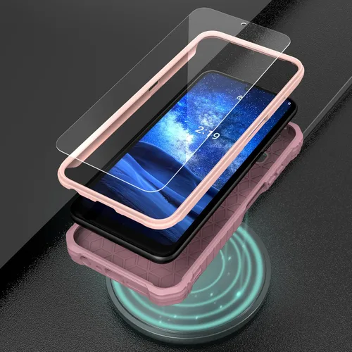 Vista 7 de ExoGuard Funda para Nokia X100, funda de goma a prueba de golpes de cuerpo completo con protector de pantalla de vidrio templado con soporte