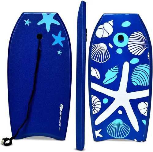 Vista 18 de Goplus Tabla de cuerpo ligera de 41/37/33 pulgadas para playa, tabla de surf con núcleo EPS, cubierta XPE, parte inferior lisa de HDPE, correa