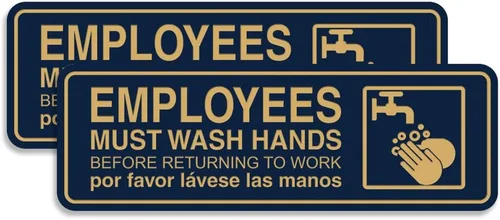 Vista 56 de Standard Employees Must Wash Hands - Letrero para puerta/pared, color negro, pequeño
