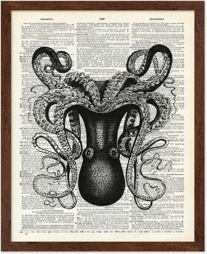 Vista 18 de Poster Master Póster de pulpo para parejas, póster de diccionario, arte Kraken, regalo romántico para él, ella, amantes, decoración náutica