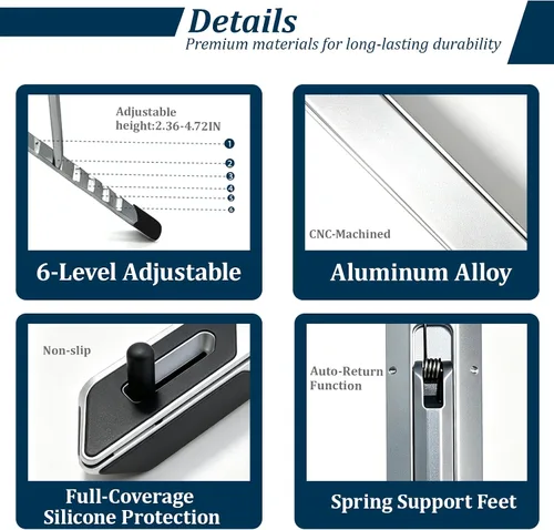 Vista 5 de Portable Laptop Stand for Travel, Aluminum X-Shape Silver
