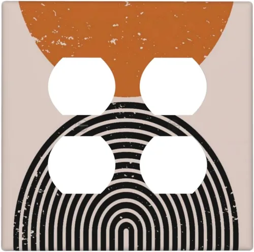 Vista 199 de Taupe Beige Marrón Gris Abstracto Arte 1-Banda Interruptor de Luz Doble de Recepción Placa de Pared Toma Cubiertas Eléctricas Decorativas Modernas