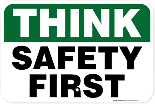 Vista 17 de Think Safety First Sign, 10 x 7 pulgadas, libre de óxido, aluminio 040, resistente a la decoloración, fabricado en Estados Unidos por My Sign Center