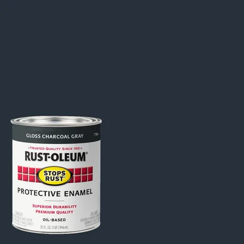Vista 2 de Carbón gris brillante Rust-Oleum (7784502) contra el óxido 32 onzas, 7784502 Gris carbón brillante