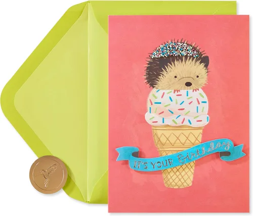 Vista 8 de Papyrus Tarjetas de cumpleaños para niños, erizo y elefante (2 unidades)
