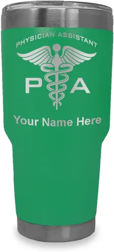 Vista 21 de LaserGram Vaso aislado al vacío de 20 onzas, asistente médico PA, grabado personalizado incluido (negro)
