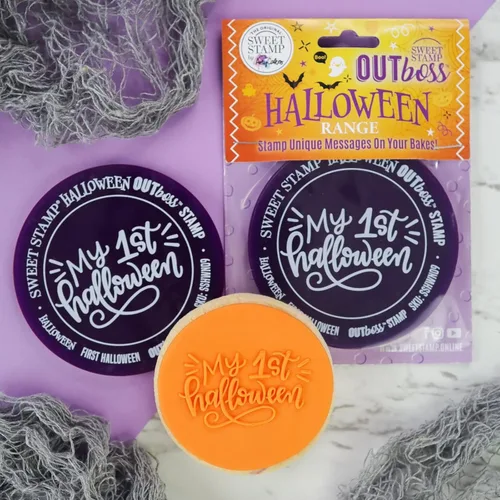 Vista 2 de Sello dulce de AmyCakes Outboss, sello de expresión de plástico, mi primer Halloween