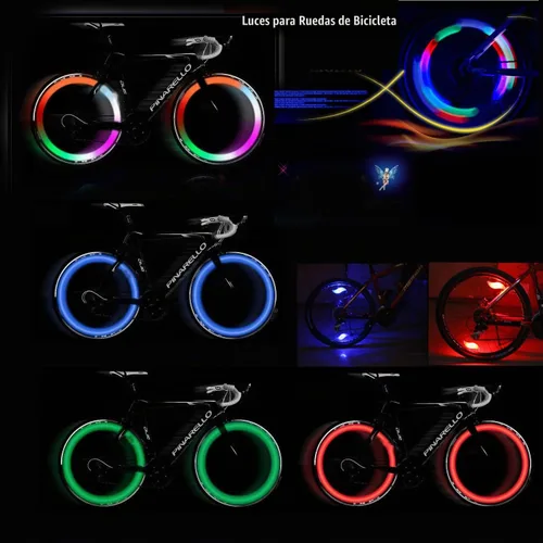 Vista 6 de 5 luces LED coloridas para rueda de bicicleta, impermeable, fácil de instalar, luces LED con 3 modos, para decoración de radios de bicicleta
