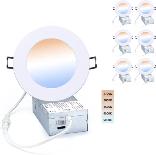 Vista 12 de POPANU Iluminación LED empotrable prémium de 4 pulgadas, 5 CCT, ajustable, regulable, empotrable, lámpara de techo con caja de conexiones
