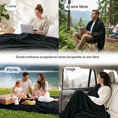 Vista 10 de Utopia Bedding Manta de forro polar negro, tamaño individual, ligera, mullida, suave, antiestática de microfibra (60 x 80 pulgadas)