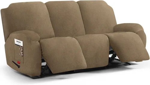 Vista 55 de 3 fundas elásticas para sillas reclinables, fundas de tela de felpa y protectores duraderos de muebles para niños y mascotas (1 plaza, negro)