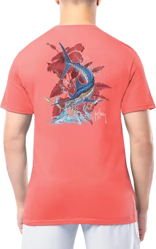 Vista 17 de Guy Harvey Camiseta de manga corta con bolsillo gráfico de algodón OG para hombre Leche de Almendra/Rig Masters