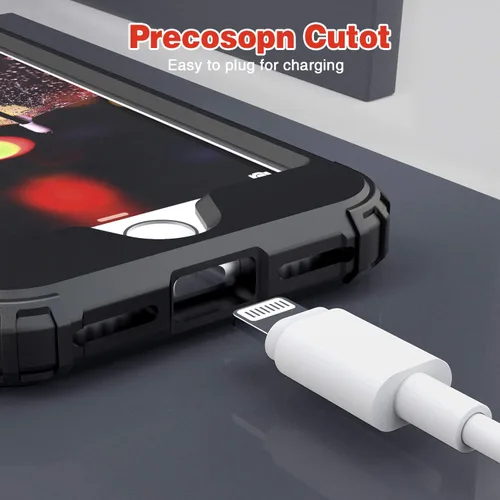 Vista 7 de IDweel Funda para iPhone 8 con Protector de Pantalla de Vidrio Templado, para iPhone 7, 3 en 1, Resistente a Golpes, Delgada, Híbrida, de Servicio