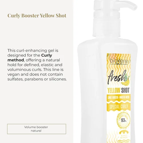 Vista 2 de SALERM - Gel activador de rizos - Curly Booster Yellow Shot - 10.1 fl oz - Biokera Fresh - Rizos definidos - Hidratación profunda del cabello
