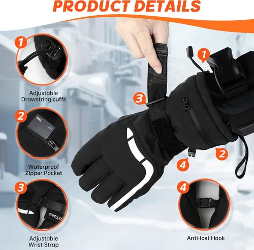 Vista 5 de ThxToms Guantes de esquí para hombres y mujeres, guantes de invierno impermeables 3M Thinsulate guantes cálidos unisex para pantalla táctil, guantes