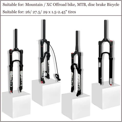 Vista 6 de Bicicleta de montaña suspensión neumática horquilla delantera 26 27.5 29 pulgadas 5.512 in rebote de viaje ajuste horquillas QR 0.354 in negro