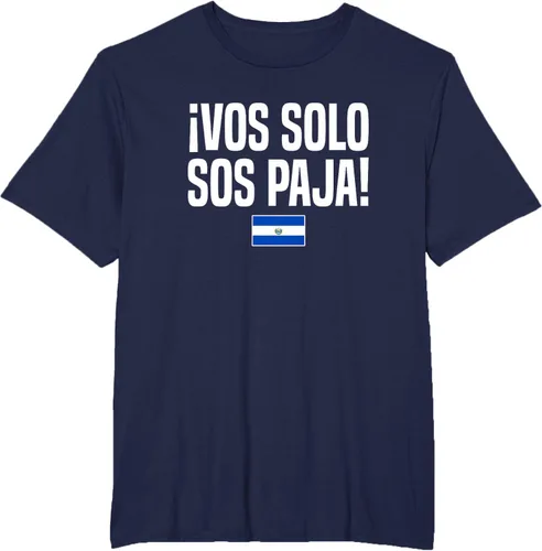Vista 63 de Camiseta Vos Solo Sos Paja Salvadoran Slang Bandera de El Salvador, Negro