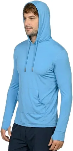 Vista 14 de INGEAR Sudadera con capucha UPF 50+ para hombre, ligera, con protección UV, de secado rápido, absorbe la humedad, con bolsillo Negro