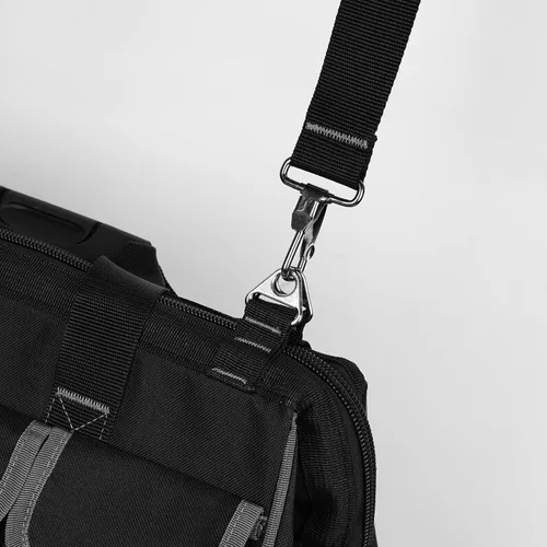 Vista 8 de Bolsa de herramientas resistente con 16 bolsillos, organizador de herramientas impermeable de 16 pulgadas con base reforzada, correa de hombro