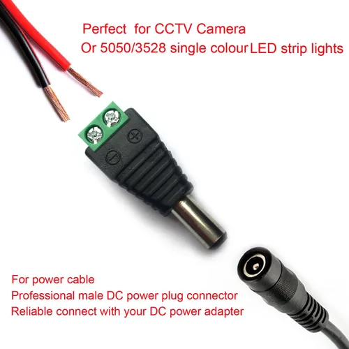 Vista 2 de DAYKIT 10 pares de adaptadores de enchufe de alimentación de 12 V macho+hembra 2.1 x 5.5 mm para cámara CCTV