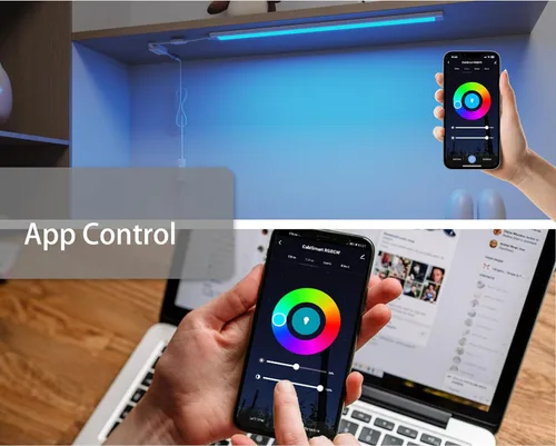 Vista 3 de Barra de luz LED, enchufable, regulable, blanco ajustable y cambio de color RGB, Alexa, luces de contador remoto habilitadas para Google Home