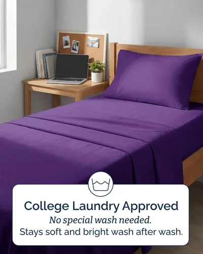 Vista 307 de Extra Deep Twin XL Sheet Set - 3 Piece College Dorm Room - White 01-Blanco