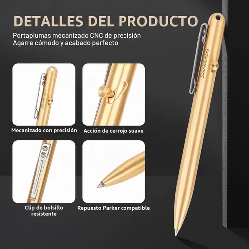 Vista 2 de SMOOTHERPRO Bolígrafo de acción de perno de latón macizo, compatible con Natural