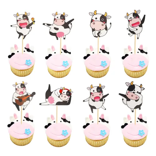 Vista 8 de 1 decoración para pastel de cumpleaños con diseño de vaca, animales de granja, decoración de pastel de vaca para temática de vaca, baby shower
