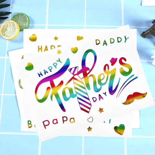 Vista 5 de Calcomanías de globos para el Día del Padre, calcomanías de letras Bobo Happy Gold Black Rainbow DIY Paster Home Window Adhesivo Decoración